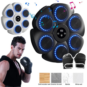 Music Boxing Machine Boxing Reaction Wall Target Adjustable Workout Boxing Target Machine Wall Mounted RGB Light for Kids Adults