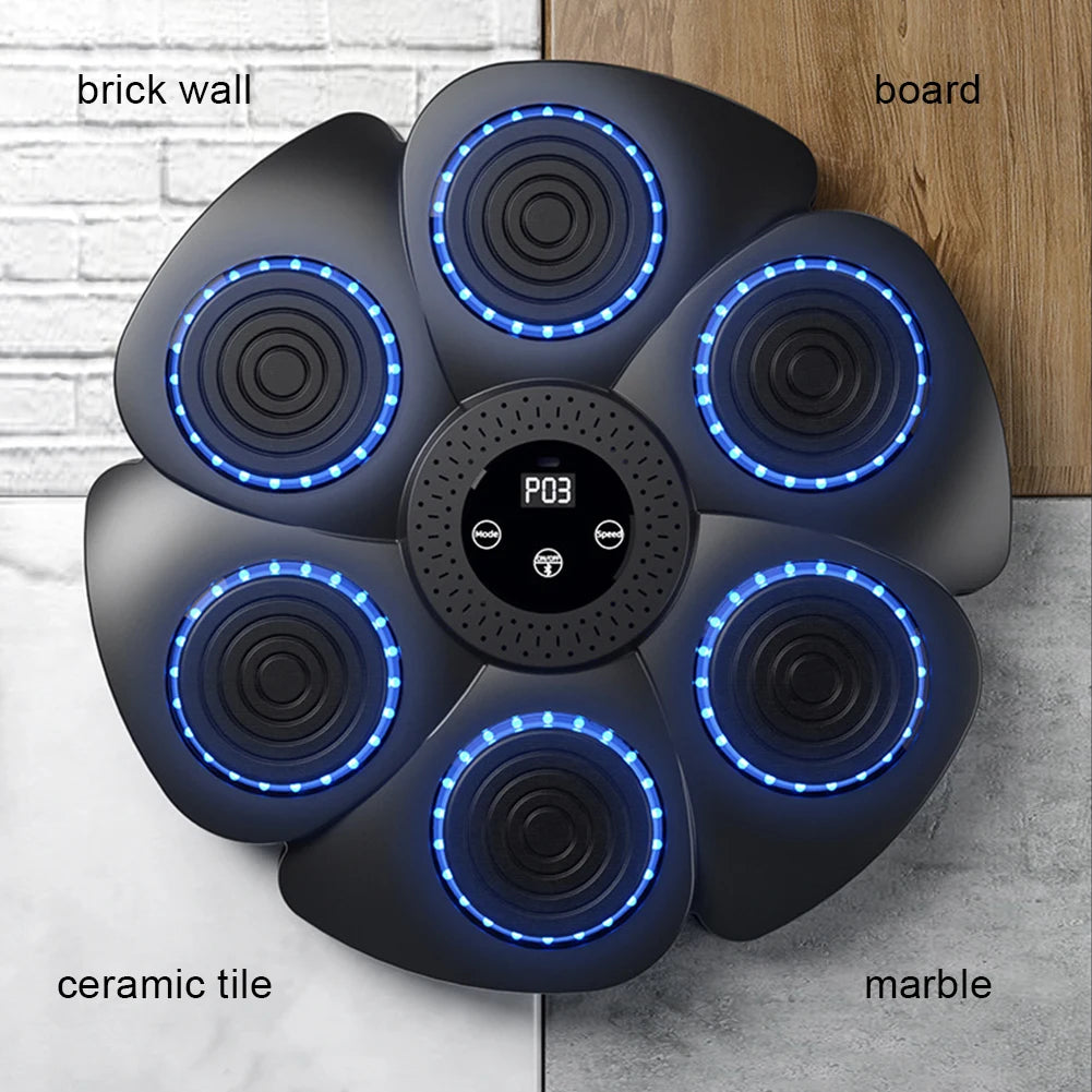 Music Boxing Machine Boxing Reaction Wall Target Adjustable Workout Boxing Target Machine Wall Mounted RGB Light for Kids Adults