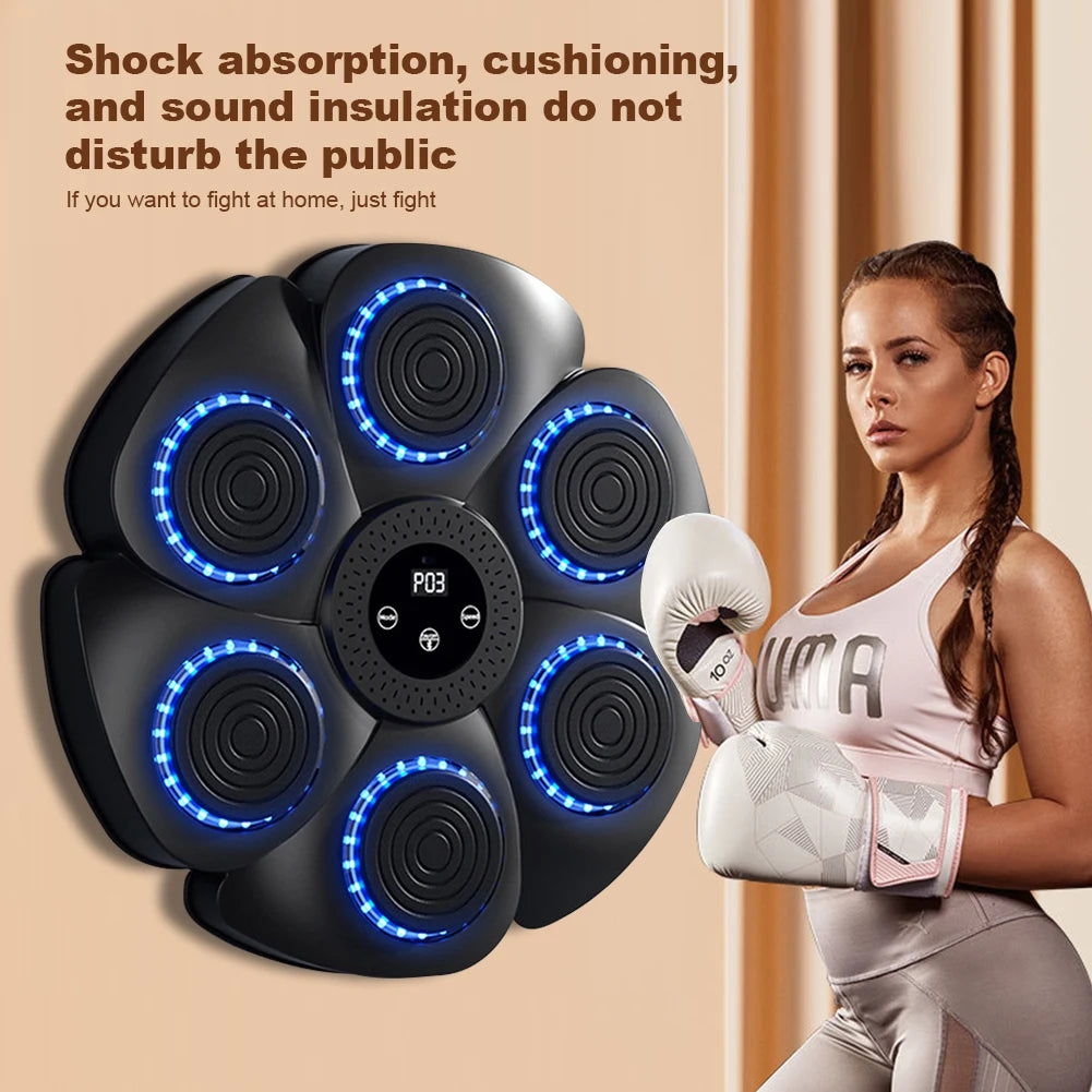 Music Boxing Machine Boxing Reaction Wall Target Adjustable Workout Boxing Target Machine Wall Mounted RGB Light for Kids Adults